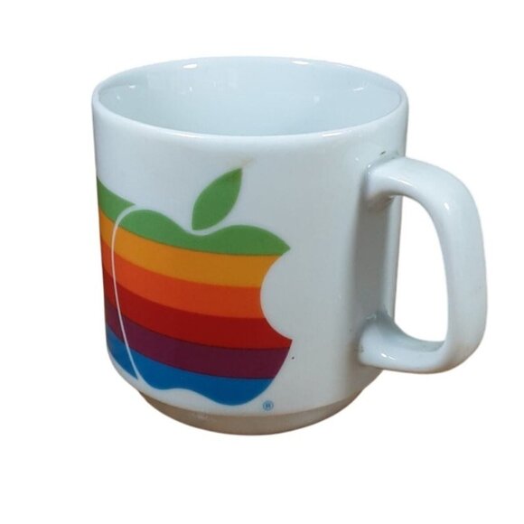 Vintage Apple Computer Logo 80's Mug Papel Rainbow MacIntosh Lisa Coffee Cup - Picture 7 of 14
